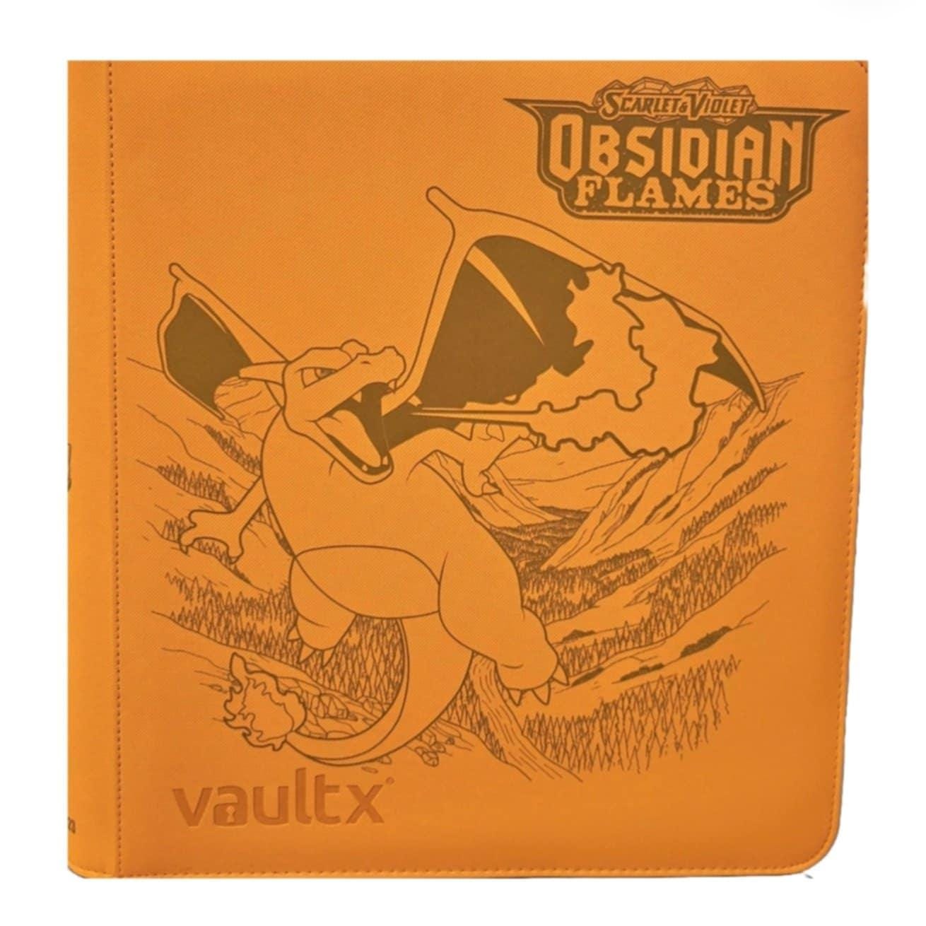 Obsidian Flames Laser-Etched Designed TCG 12 Pocket Binder w/matching binder tag!