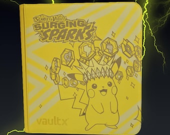 Laser Etched Surging Sparks TCG 12 Pocket Binder w/matching binder tag!