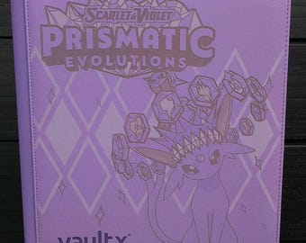 Prismatic Evolutions-Espeon laser engraved-12 Pocket Binder w/matching binder tag. Holds 480 cards.