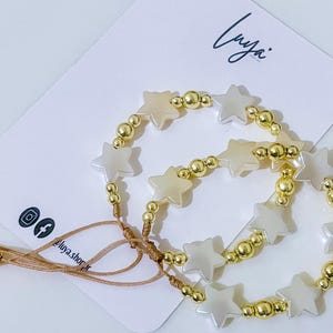 Handmade Star Bracelet with Gold Beads | Adjustable Cord Bracelet
