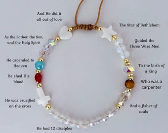 Pulsera artesanal con la historia de Jesús – Regalo religioso cristiano con cuentas
