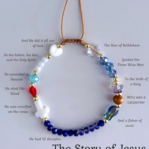 Pulsera artesanal con la historia de Jesús – Regalo religioso cristiano con cuentas
