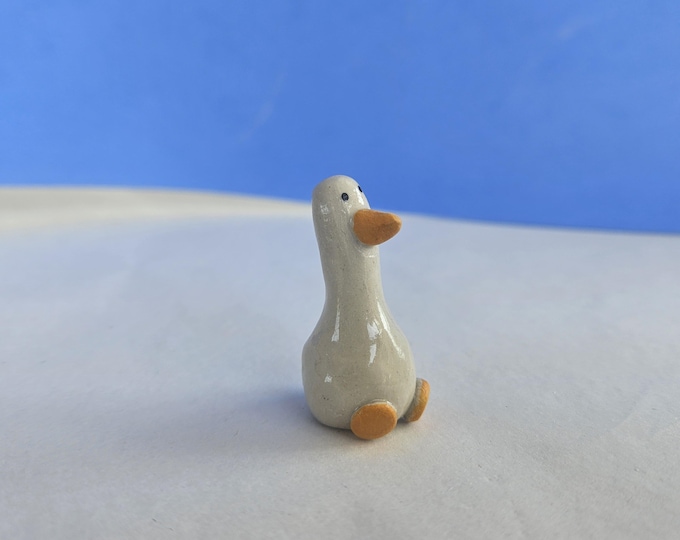 The smallest goose in the world - handmade tiny goose clay ceramic ornament trinket lucky charm gift