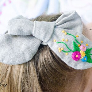 Touch of Roses Linen Hair Bow