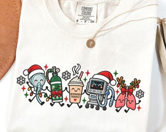 Respiratory Therapist Christmas Comfort Colors Shirt,Cute RT Holiday Tee,Funny Respiratory Therapy T Shirt,Xmas Gift for RRT,Medical Staff