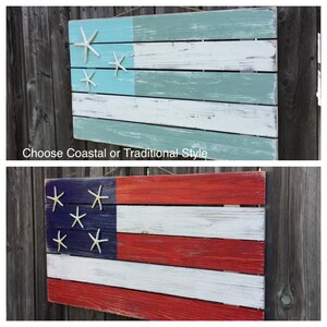 Flag sign, pallet flag, beach nursery, nautical flag, traditional or coastal flag, starfish sign image 2