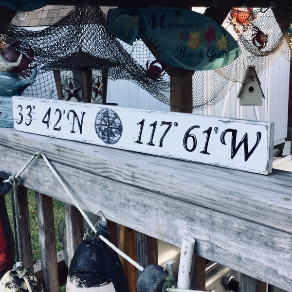 Latitude Longitude Custom Boating Sign