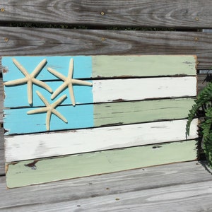 Flag sign, pallet flag, beach nursery, nautical flag, traditional or coastal flag, starfish sign image 8