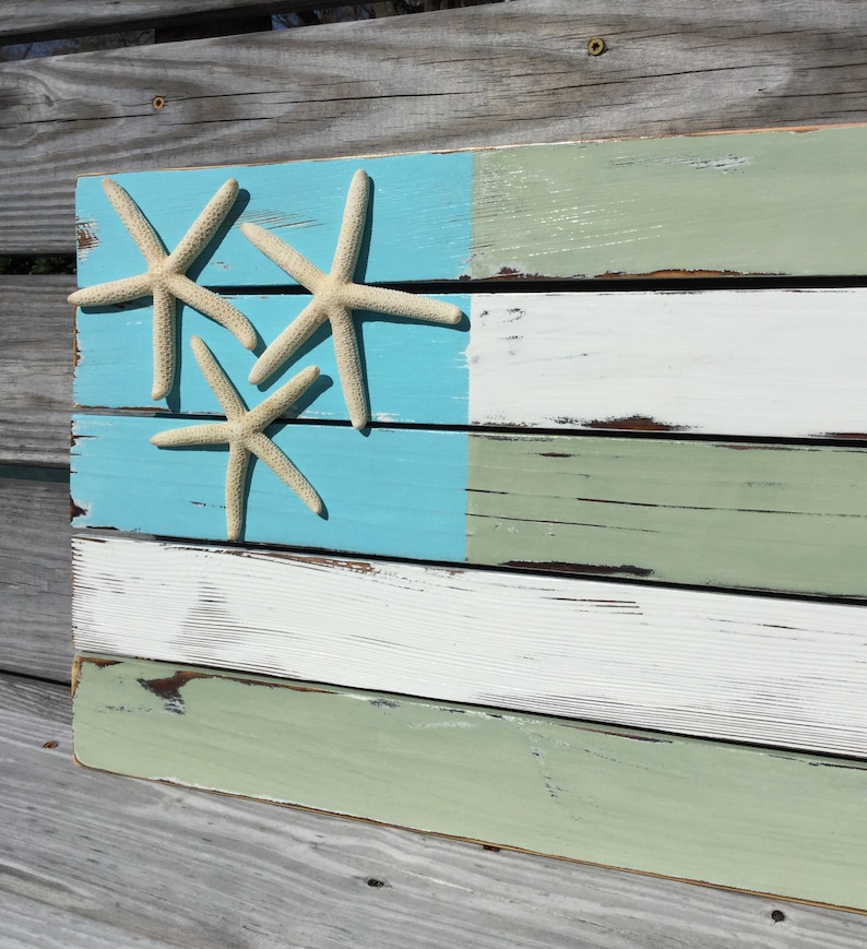 Flag sign, pallet flag, beach nursery, nautical flag, traditional or coastal flag, starfish sign image 9