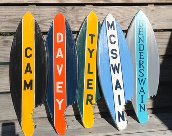 Surfboard wall decor, personalized nautical and nursery decor sign