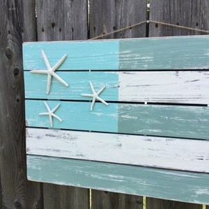 Flag sign, pallet flag, beach nursery, nautical flag, traditional or coastal flag, starfish sign image 3