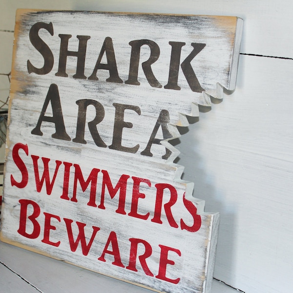 Shark bite sign, nautical nursery, beach decor, surf nursery shark theme