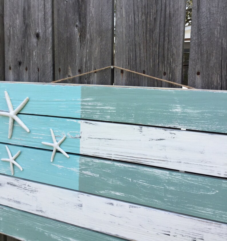 Flag sign, pallet flag, beach nursery, nautical flag, traditional or coastal flag, starfish sign image 5