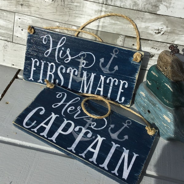 Nautical Captain and First Mate anchor Wedding Signs Beach and Coastal Decor