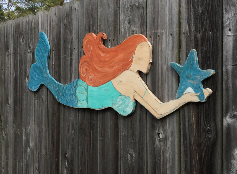 Mermaid wall art Large mermaid beach nursery mermaid decor Etsy