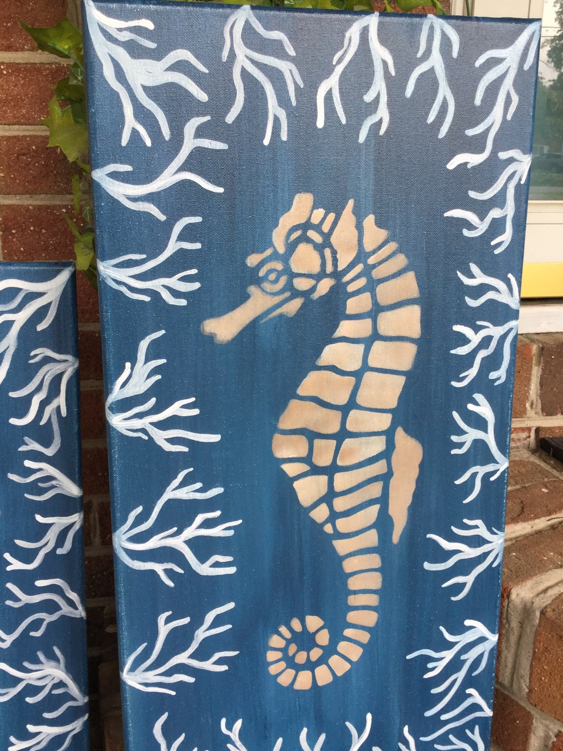 Seahorse Kissing 2 panel Canvas Wall Art Beach House Coastal Etsy