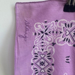 vintage lavender bandana with floral embroidery and beading image 8