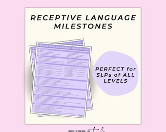 Receptive Language Milestones, Speech Therapy Guide, Resources for SLPs, SLP Gift, SLP Evaluation Tool, Language Development, SLP Materials