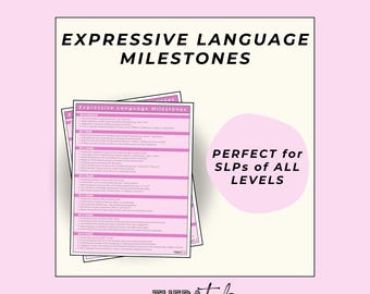 Expressive Language Milestones, Speech Therapy Guide, Resources for SLPs, SLP Gift, SLP Evaluation Tool, Language Development, SLP Materials