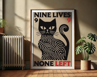 Black Cat Art Print: Gothic Wall Decor for Cat Lovers (Digital Download)