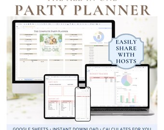 Digital Party Planner Spreadsheet Template Birthday Celebration Event Organizer Host Tracker Budget Tool Wedding Planning Checklist