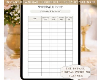 Digital Wedding Planner Template Pdf Budget Tracker Tool Printable Checklist Vendor Management Celebration Event Organizer Host Details