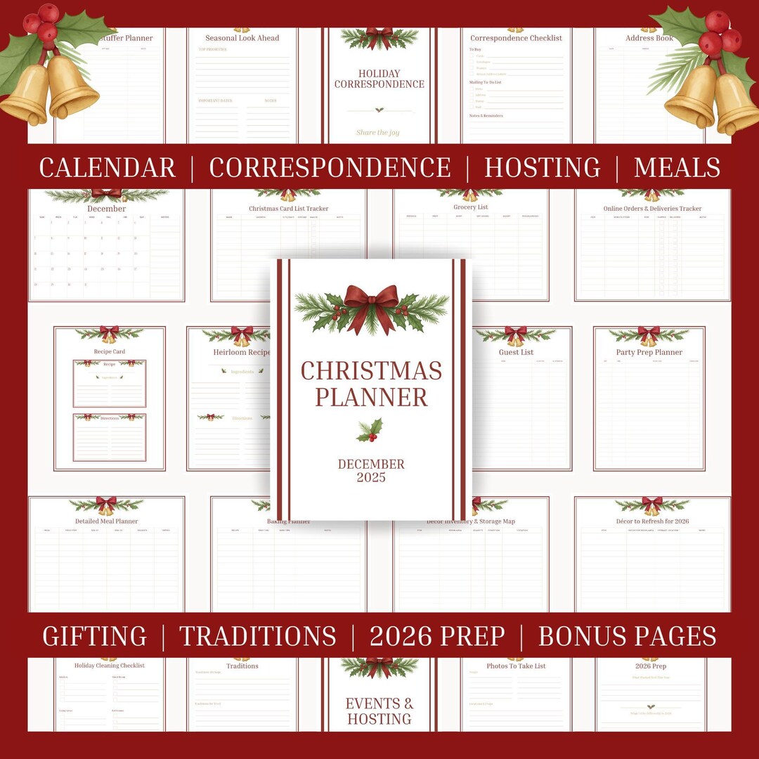 Christmas Planner Printable Holiday Organizer Digital Download Gift ...