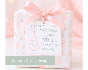 Digital Gift Tag Design Template Printable Favor Card Personalized Square Label Custom Sticker Wedding Birthday Downloadable Thank Bridal
