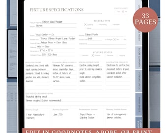 FF&E Schedule Home Renovation Project Tracker Timeline Appliance Record Templates Interior Design Specification Guide Fixture Details Finish