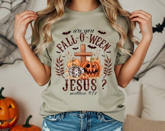 Bist du ein Jesus-Shirt für Herbst und Halloween? • Christliches Kürbis-Shirt • Bibelvers Matthäus 4,19 • Glaubensbasiertes Halloween-Shirt