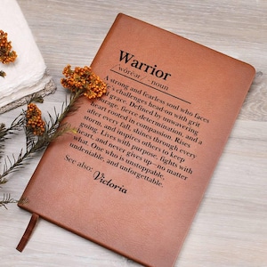 Custom Warrior Journal Cancer Survivor Encouragement Gifts Personalized Vegan Leather Journal Notebook for Grief Sobriety Recovery Gifts