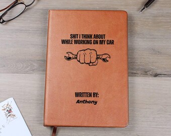Custom Car Guy Gifts Auto Mechanic Leather Journal Personalized Gift for Father's Day Dad Husband Boyfriend Gifts Car Lover Racecar Drivers