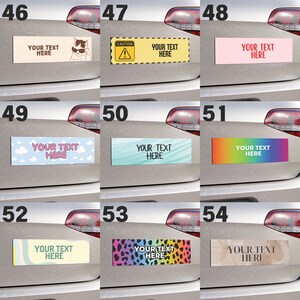 Pu&ograve; includere: Un set di 10 magneti per auto diversi con vari design. I magneti presentano una variet&agrave; di colori e motivi, tra cui nuvole, arcobaleni, stampe animalier e design astratti. Ogni magnete ha il testo "YOUR TEXT HERE" stampato su di esso.