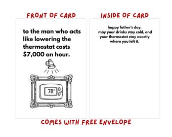 Funny Father's Day Gifts from Kids Wife Daughter Son Dad Thermostat A/C Gag Gifts for Him Husband Stepdad Bonus Dad Sarcastic Card Dad Jokes