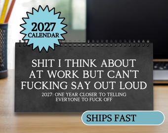 Calendario de escritorio divertido 2027, regalos de humor para la oficina, compañeros de trabajo, jefe, amigo, palabrotas, afirmaciones desmotivadoras, regalo de broma para el amigo invisible