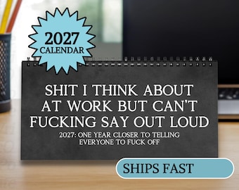 Calendario de escritorio divertido 2027, regalos de humor para la oficina, compañeros de trabajo, jefe, amigo, palabrotas, afirmaciones desmotivadoras, regalo de broma para el amigo invisible