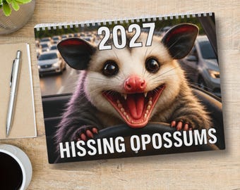 Divertido calendario de pared 2027 Regalos Zarigüeyas gritando Calendario de Año Nuevo Divertido regalo de broma de Navidad Amantes de las zarigüeyas Zarigüeyas salvajes siseando para pared