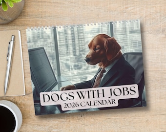 Funny 2026 Dog Wall Calendar Dogs with Jobs White Elephant Dog Lover Gift Yearly Calendar New Year Funny Christmas Gag Gift Exchange Dog Mom