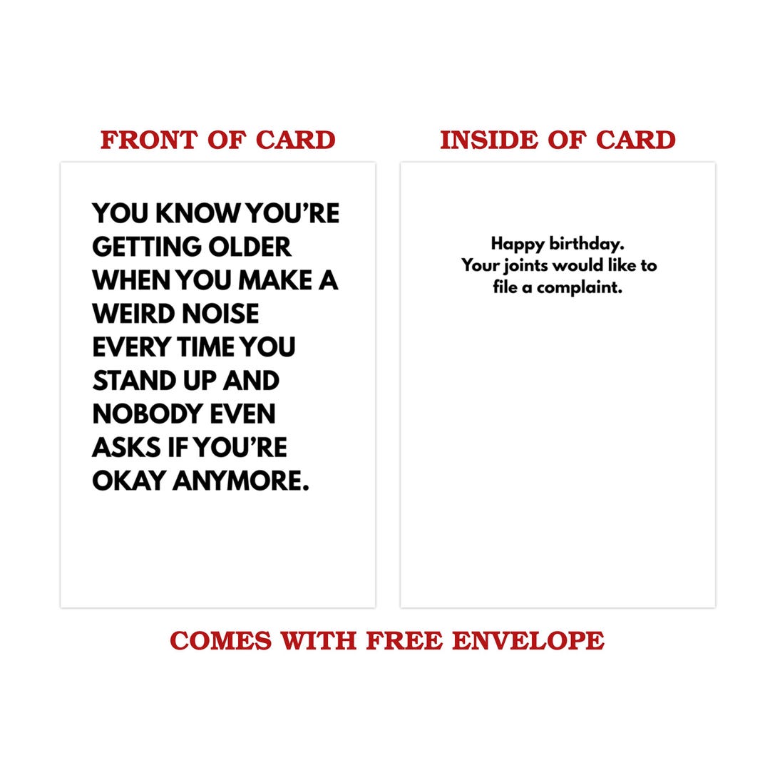 Funny Birthday Card for Men Women Getting Older Snarky Minimalistic ...
