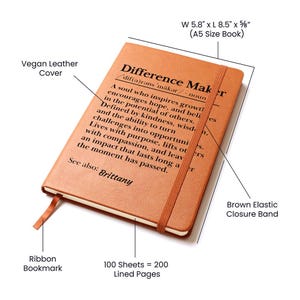 Custom Difference Maker Journal Gift for Mentor Colleague Supervisor Boss Personalized Leather Notebook Thank You Gift Employee Appreciation image 3