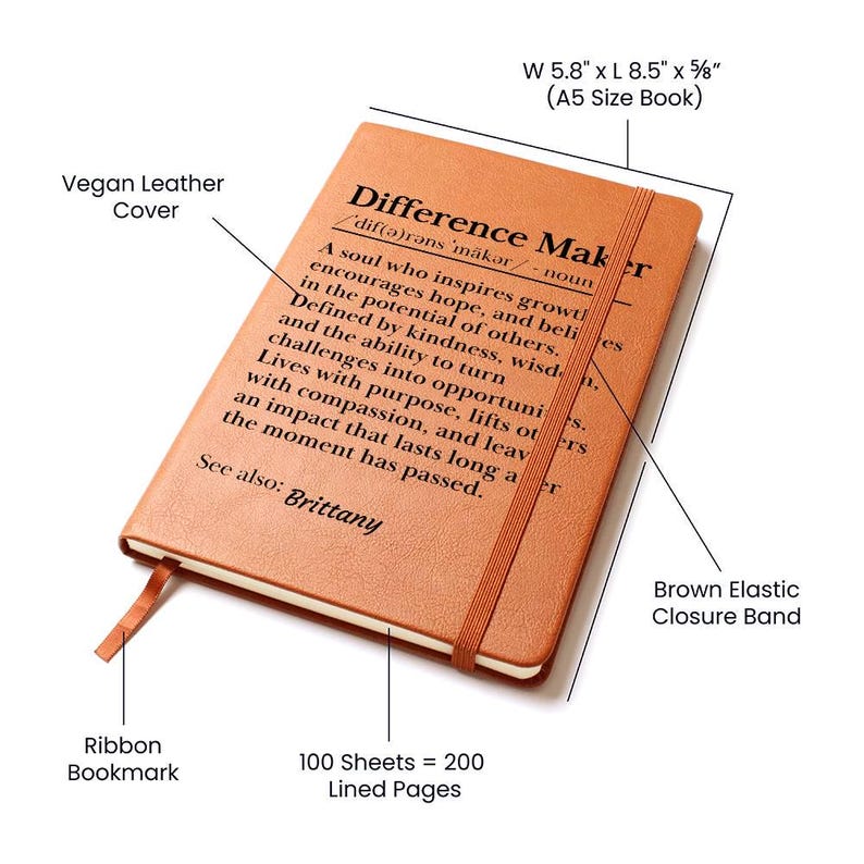 Custom Difference Maker Journal Gift for Mentor Colleague Supervisor Boss Personalized Leather Notebook Thank You Gift Employee Appreciation image 3