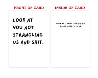 Funny Mother's Day Card from Adult Kids Snarky Rude Sarcastic Custom Card for Mom Mama Personalized Mother's Day Gag Gifts from Daughters