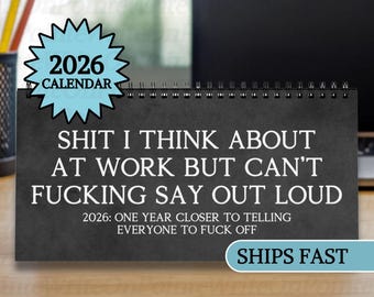 Funny 2026 Desk Calendar Office Work Humor Gifts Coworkers Manager Friend Swear Demotivational Affirmations Calendar White Elephant Gag Gift
