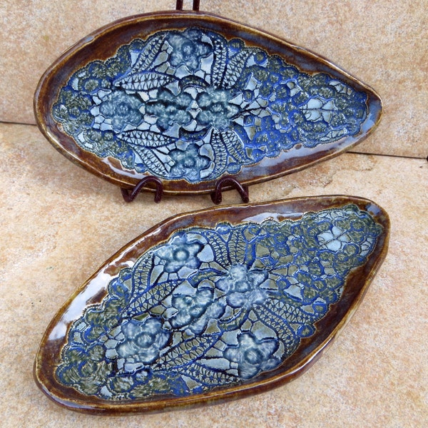 2 Small Blue Serving Trays