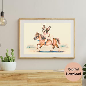 Stampe da parete con cani retrò, stampe vintage da parete, decorazioni per camerette per bambini, decorazioni per dormitori, stampe da parete con animali, stampe per bambini con cavalli, fai da te