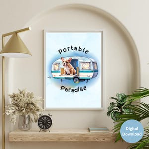 Stampa digitale da parete con cane, arte murale con meme sul cane da roulotte, bulldog francese, stampa da parete, regalo per amanti dei cani, arredamento per camper.