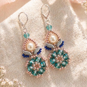 Lightweight Earrings Handmade Beaded Jewelry Everyday Statement Coastal Inspired Floral Beach Boutique Boho Chic Romantic Artisan Pearl