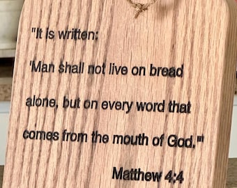 Soporte para iPad con receta grabada con versículo bíblico (roble)