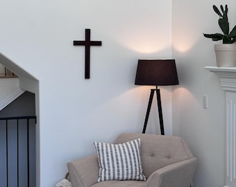 Gran cruz de madera de wengué para colgar en la pared (49,5 cm de alto)