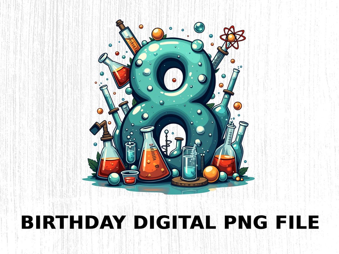 Science Themed Birthday Digital PNG, Science Birthday Printable ...